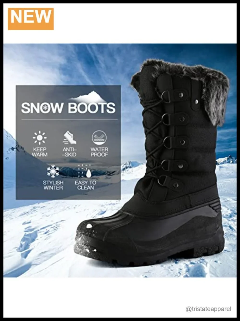 Women's Waterproof Snow Boots Mid-Calf Winter Fur Lined Calf High